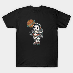 Astronaut Panda With Saturn Balloon T-Shirt